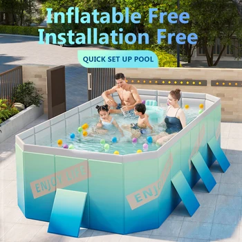 4M Yüzme Havuzu PVC Olmayan Şişme Katlanır Kolay kurulum Kalınlaşmış Aile Banyo Oyuncak Açık Büyük Havuzlar Havuzu Tüm aile için