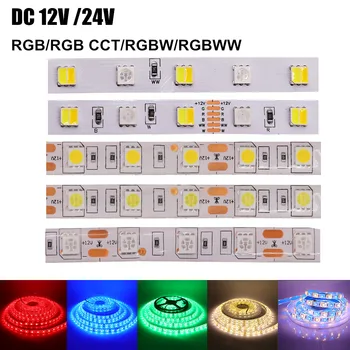 DC 12 V 24 V 5050 LED Şerit RGB RGBW RGBWW RGBCCT Beyaz / Sıcak Beyaz IP21 IP65 IP67 Su Geçirmez 60 LEDs/m Esnek Bant led ışık Lambası