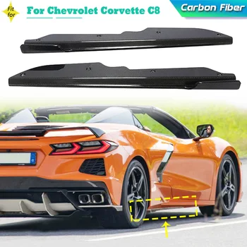 Karbon Fiber Arka Tampon Ayırıcılar Yüzgeçleri Chevrolet Corvette C8 Stingray 2020-2022 Scratch Koruyucu Winglets Arka Uzatma