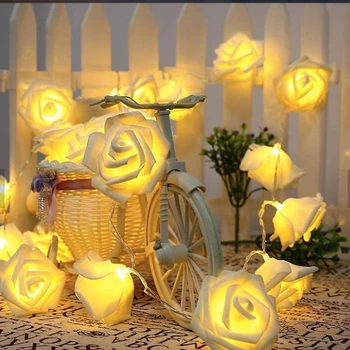 LED gül çiçek dize ışıkları 6.6 ft 20 LEDs pil kumandalı kapalı açık DIY ışıkları süslemeleri anneler günü sevgililer