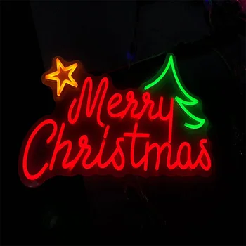 Merry Christmas Neon ışık ev partisi dekorasyon Neon ışık noel odası dekor duvar asılı ışıklı ışık noel LED