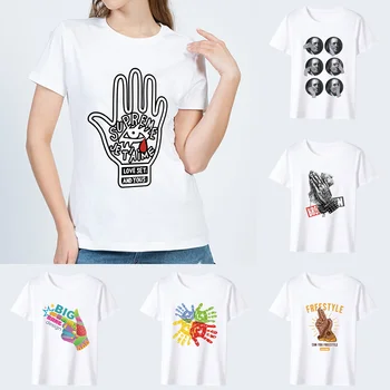Moda Kadın Sokak günlük t-shirt İnce Retro Jest Serisi Kısa Kollu Üstleri T-shirt Giyim O-Boyun Rahat Bayanlar Üst