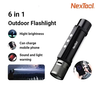 Nextool açık şarj edilebilir el feneri çok fonksiyonlu 6 in 1 meşale ışık ses ve ışık uyarı açık kamp araçları